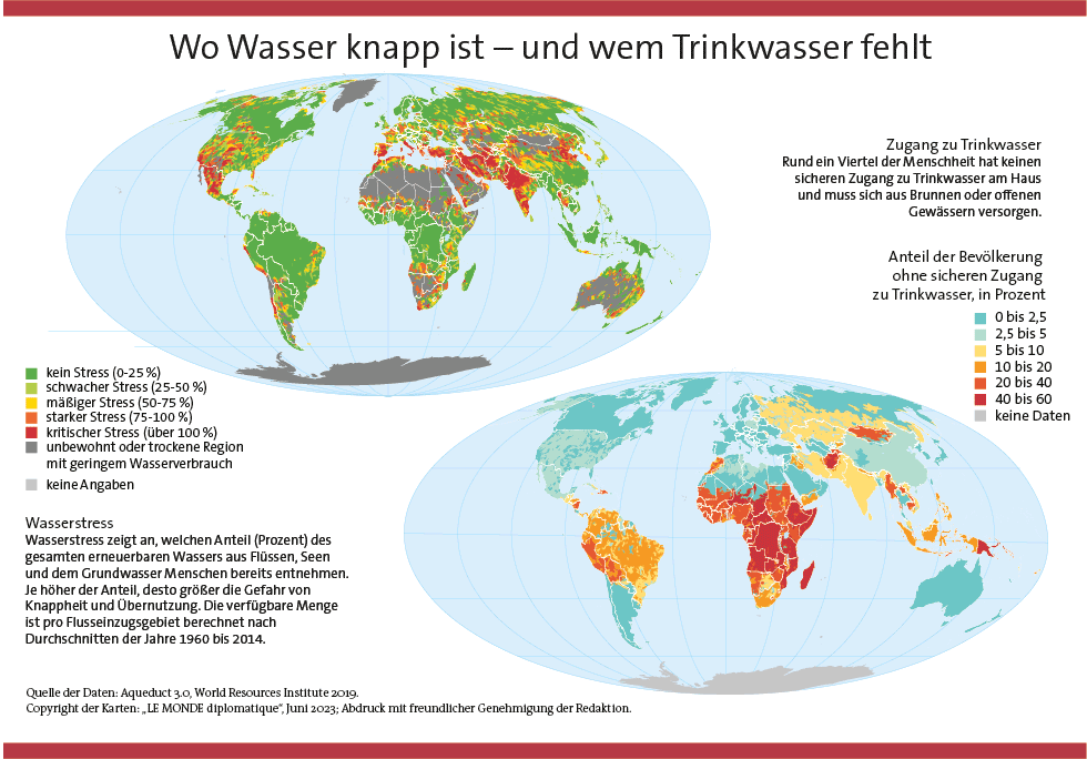 Weltkarte zu Wasserknappheit